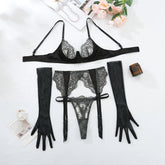 Irresistible Lace Lingerie Set with Long Gloves - Todanua Internacional